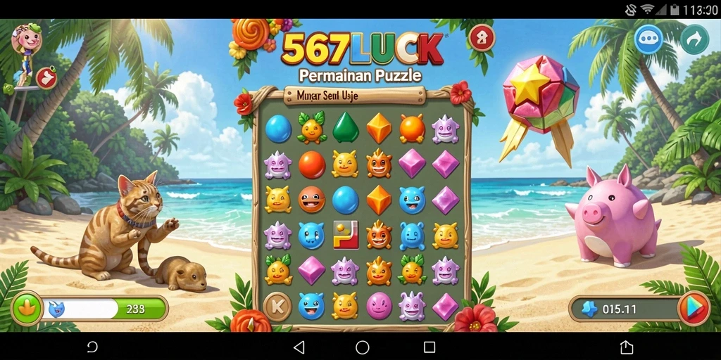 Screenshot utama gameplay 567LUCK dengan puzzle menarik.