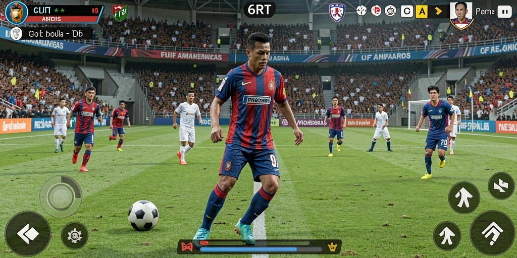 Screenshot 6RT menampilkan intense gameplay sepak bola yang menyenangkan.