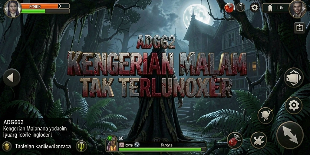 Screenshot menampilkan suasana kelam dan menegangkan dalam gameplay ADG62.