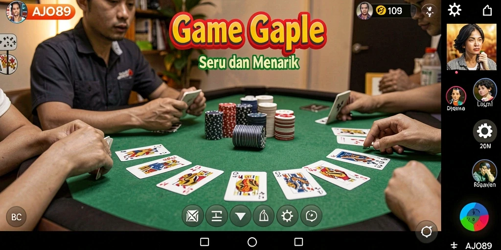 Tampilan gameplay seru dalam AJO89, nikmati Gaple bersama teman.