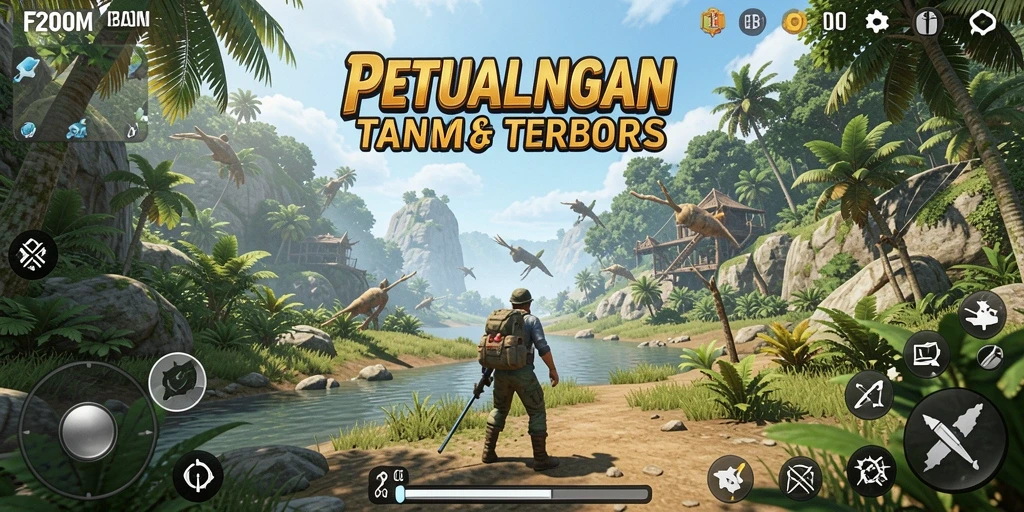 Tampilan gameplay F200M yang menakjubkan di dunia terbuka.