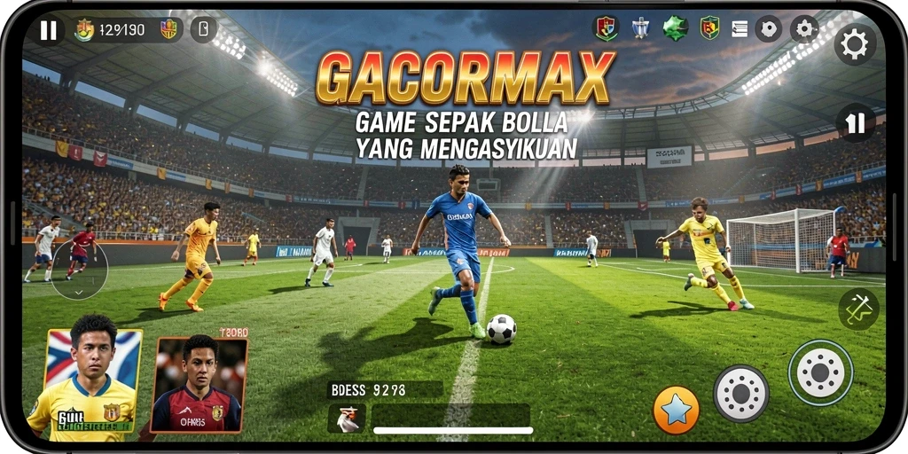 Tampilan mendebarkan dari gameplay sepak bola di GACORMAX.