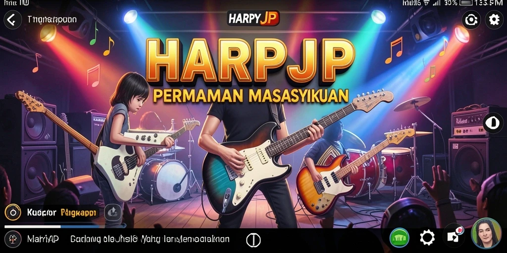 Tampilan gameplay menarik dari HARAPJP menunjukkan pengalaman musik yang seru.