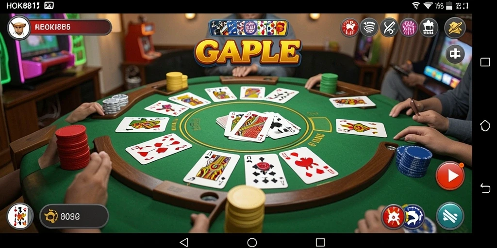 Tampilan gameplay HOKI8815 dengan atmosfer Gaple yang mengasyikkan.