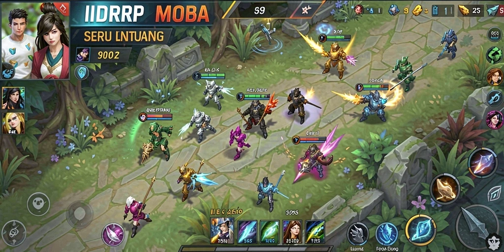 Screenshot gameplay IDRRP memperlihatkan aksi seru di arena MOBA.