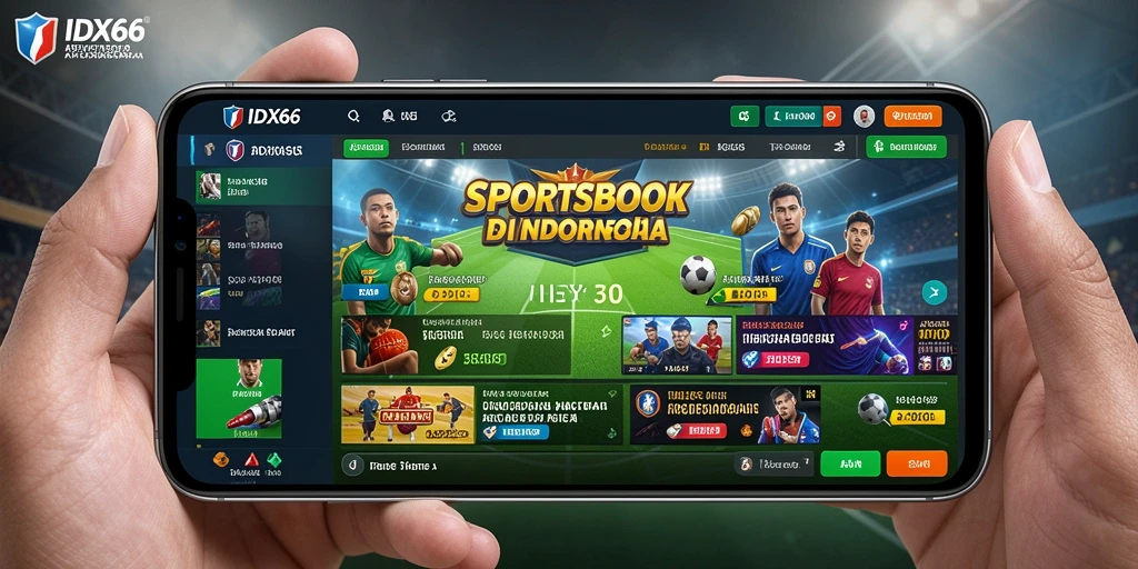 Tampilan antarmuka utama IDX66 dengan pilihan taruhan Sportsbook.