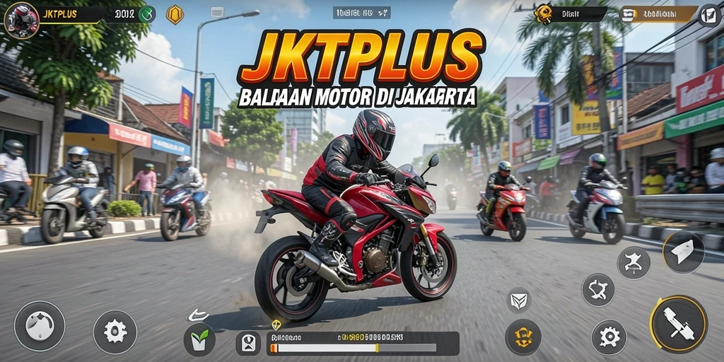 Tampilan gameplay JKTPLUS dengan balapan motor yang seru.
