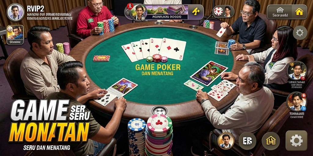 Tampilan gameplay menarik dari RVIP2 dengan suasana Poker yang seru.