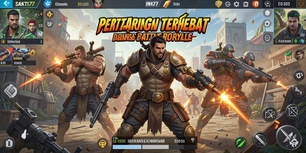 Tampilan gameplay SAKTI77 saat pertarungan intens Battle Royale.