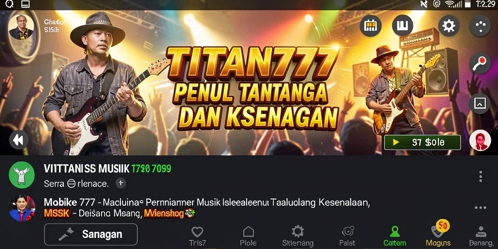 Screenshot gameplay TITAN777 yang menunjukkan aksi bermain musik.